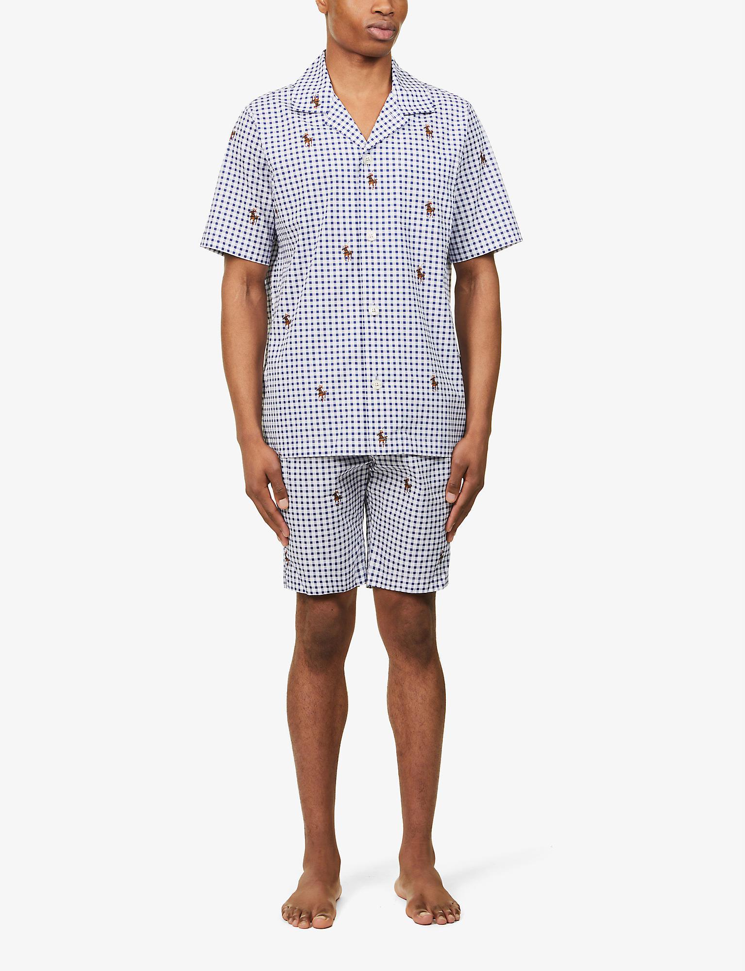 Polo Ralph Lauren Check-print Short-sleeved Cotton Pyjama Set in Blue for  Men | Lyst