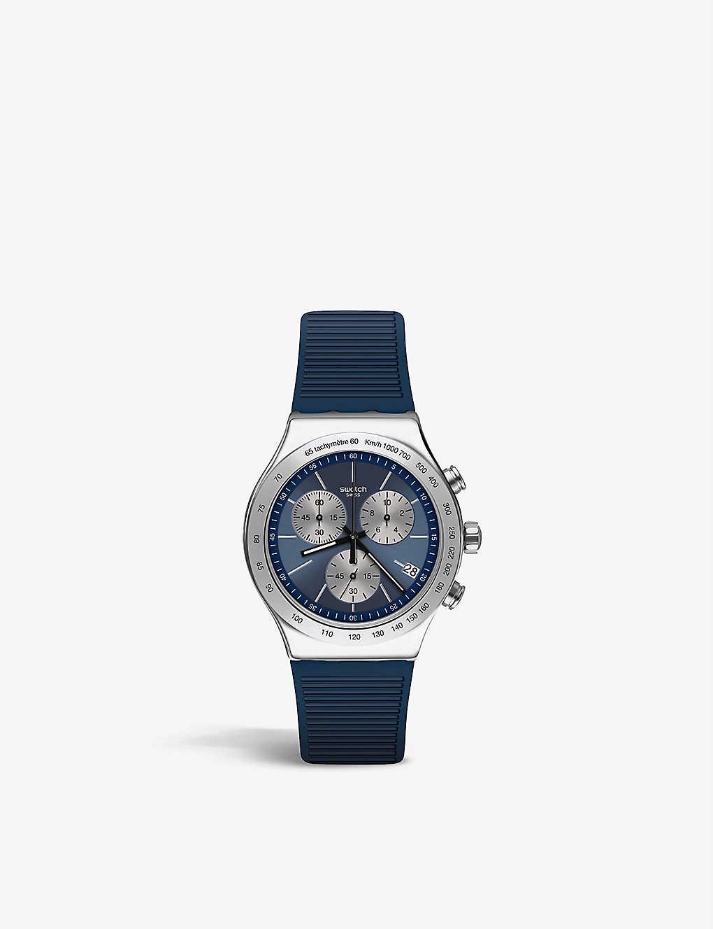 Swatch Mens Blue Yvs475 Lost In The Sea Stainless-steel And Silicone Quartz  Watch for Men | Lyst
