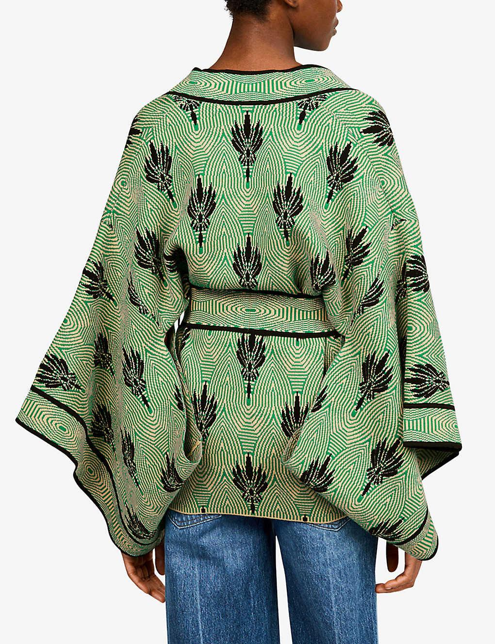 Claudie Pierlot Mao Graphic-print Kimono Cotton-blend Cardigan in Green |  Lyst
