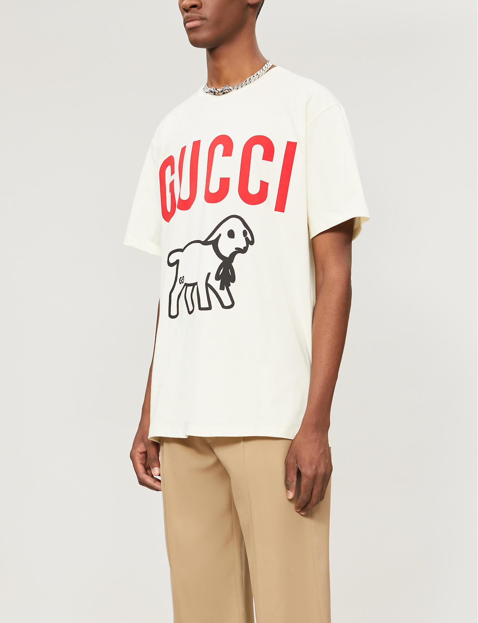 Gucci Lamb-print Cotton-jersey T-shirt in for Men | Lyst