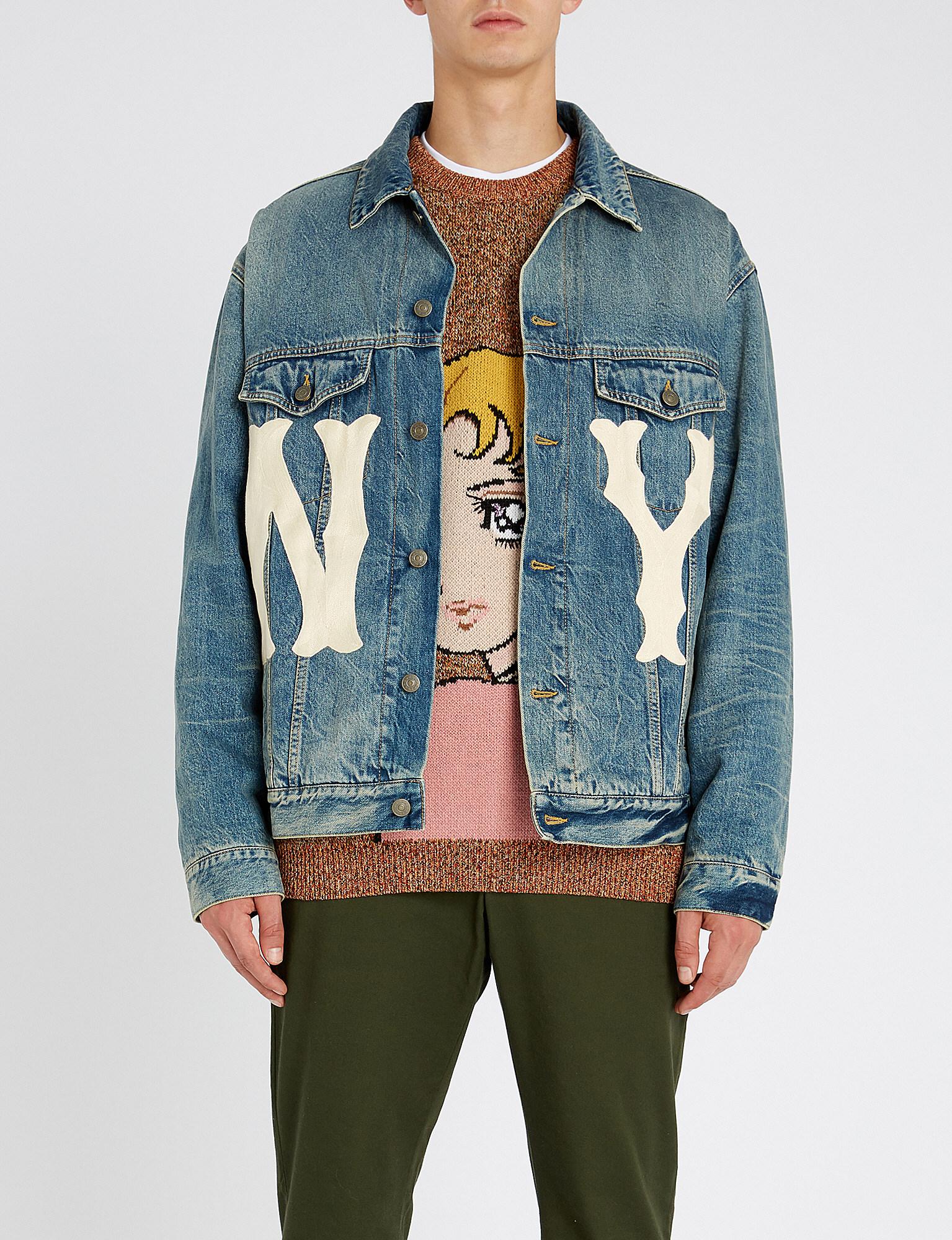 Gucci Ny Yankeestm Patch Denim Jacket in Blue for Men - Lyst