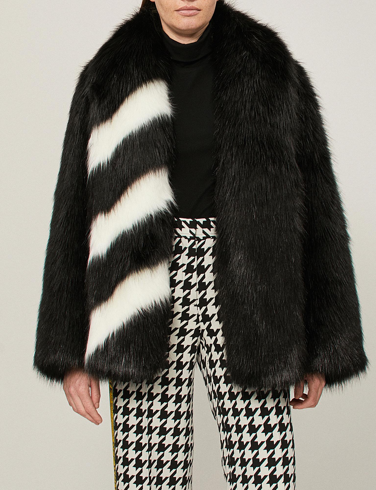stripe fur coat