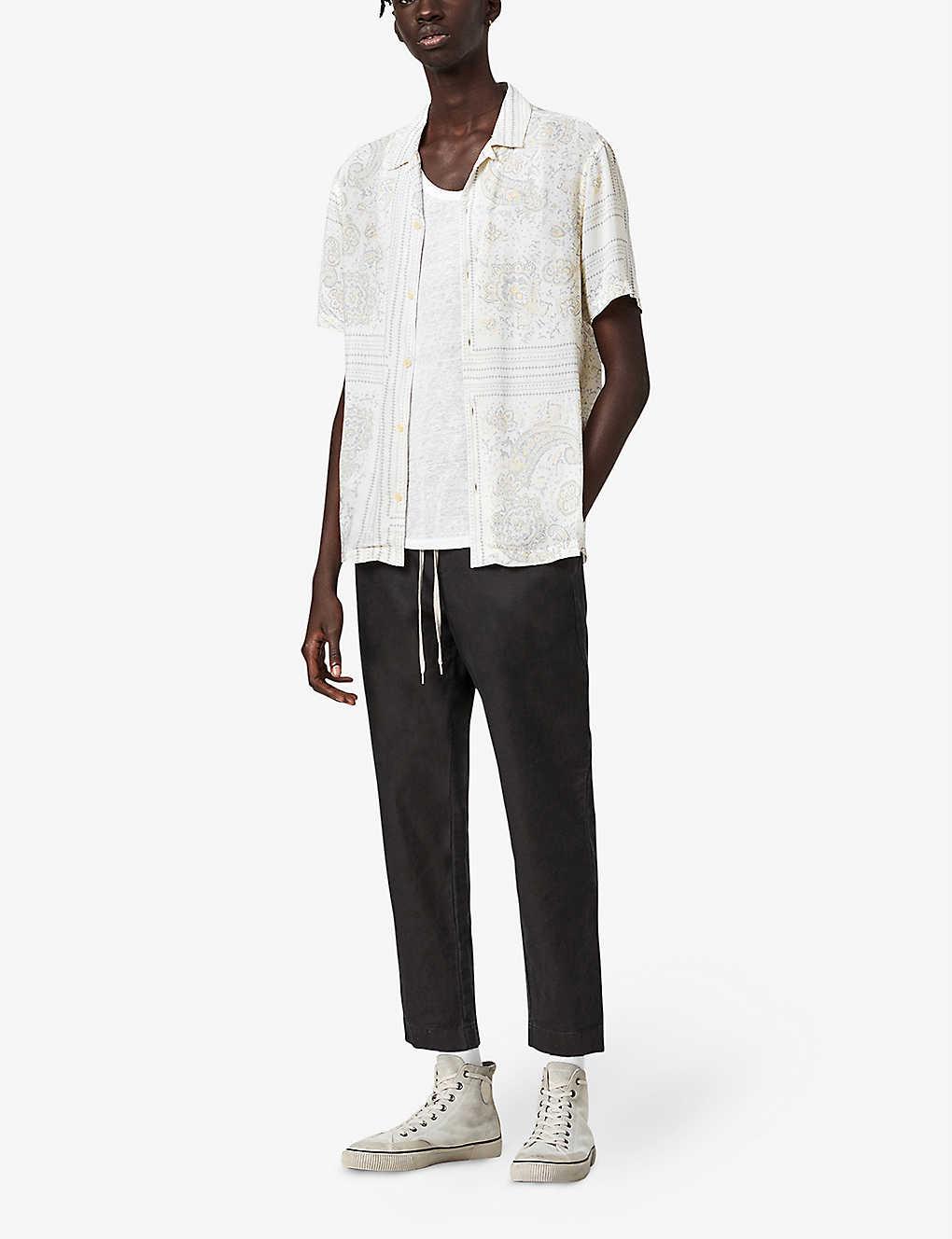 AllSaints Denim Ventura Bandana-print Short-sleeved Woven Shirt in ...