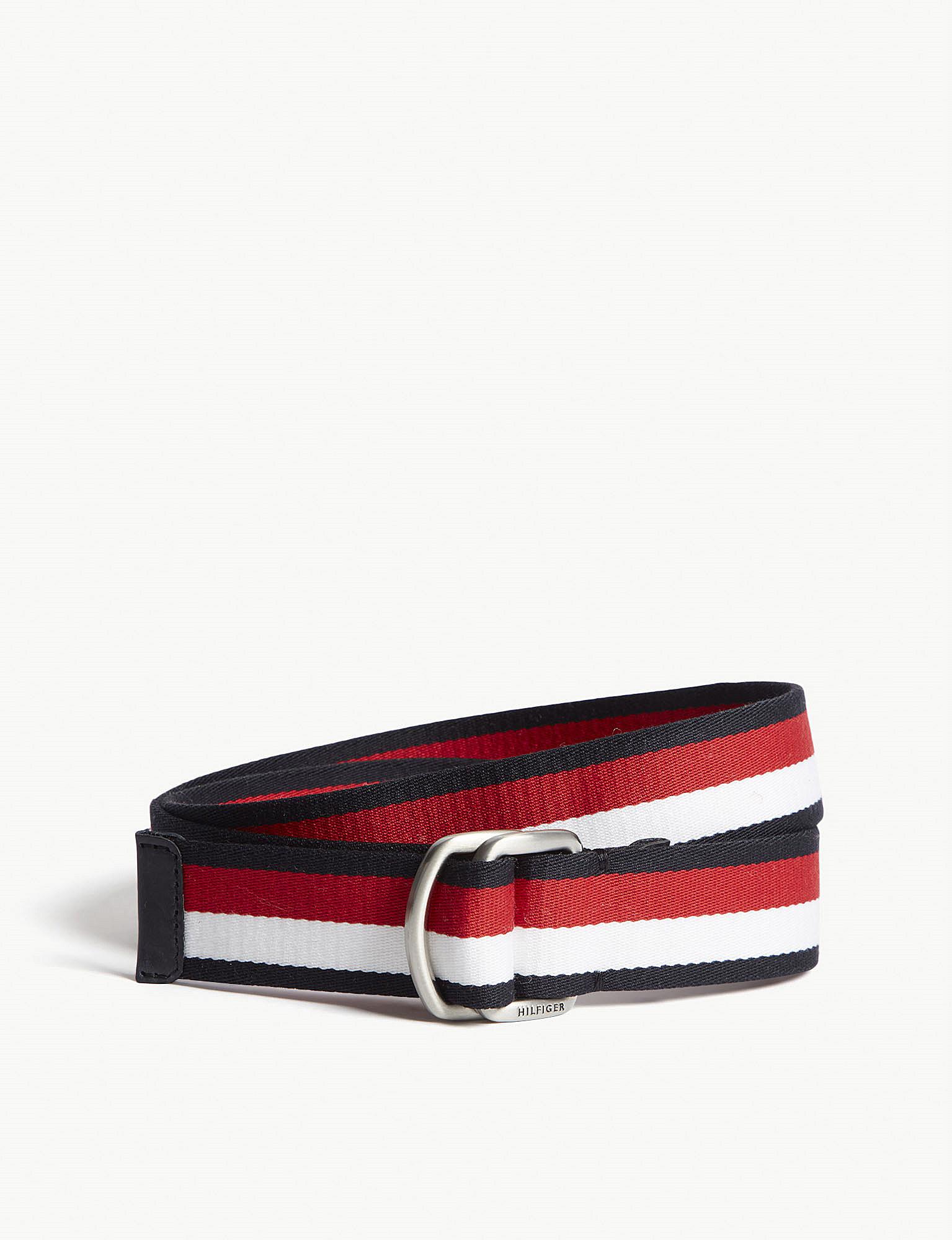 Tommy Hilfiger Stripe Webbing Belt in Red for Men - Lyst