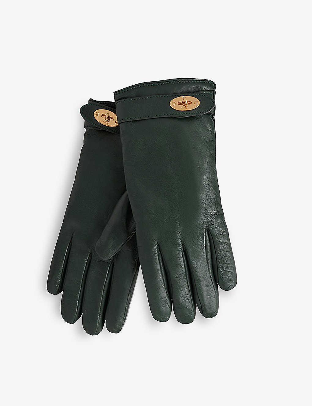 Mulberry Darley Postman’s-lock Leather Gloves in Green | Lyst