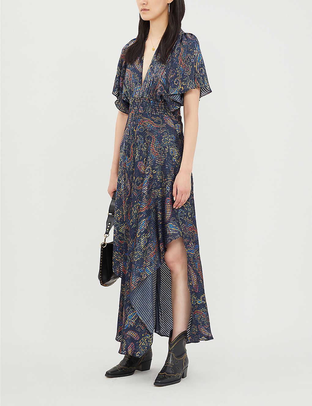 Maje Rachel Paisley-print Satin Dress in Blue | Lyst