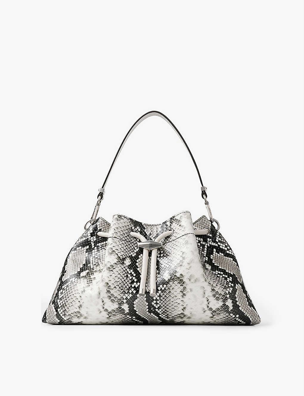 Black and white snakeskin handbag outlet