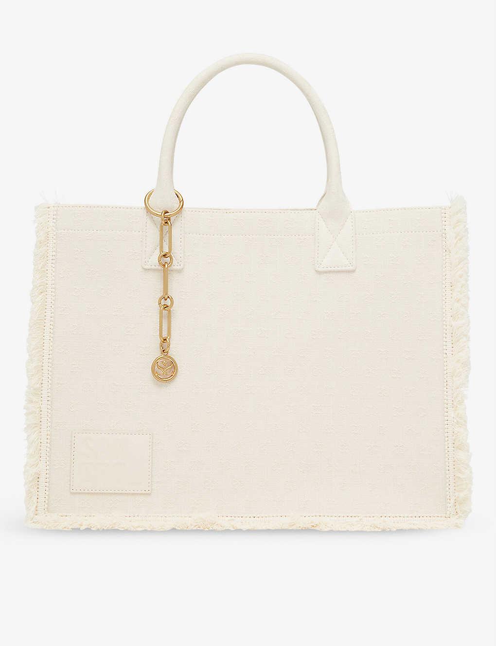 Sandro Womens Naturels Kasbah Logo-patch Monogram Woven Tote bag - ShopStyle