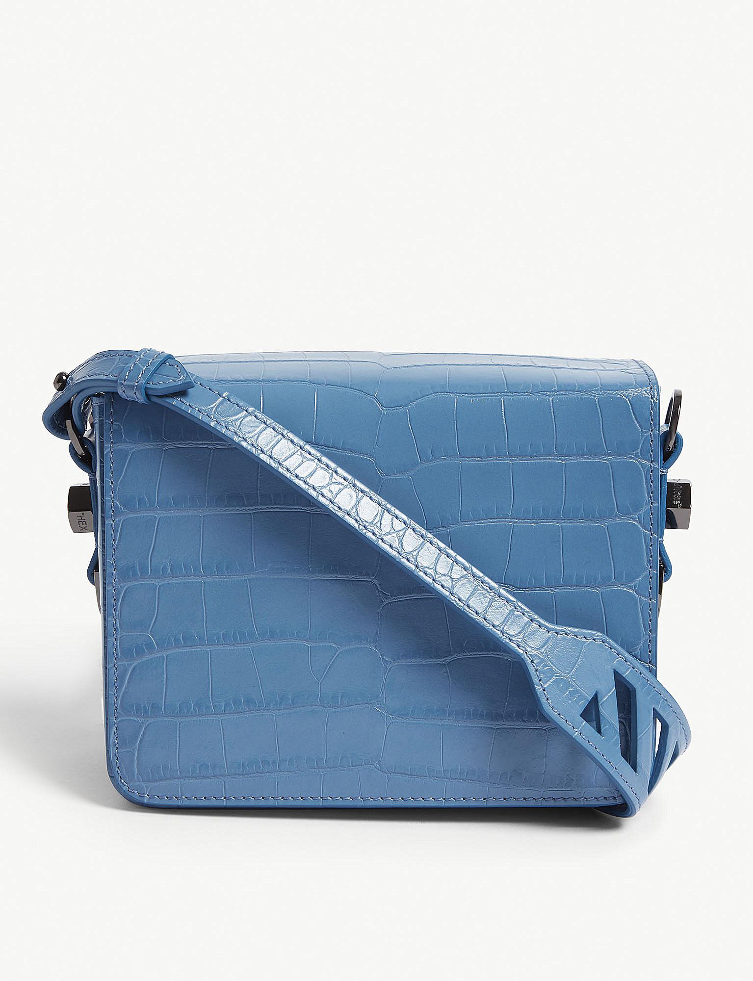 Off-White c/o Virgil Abloh Leather Crocodile Binder Clip Mini Shoulder Bag in Blue - Lyst