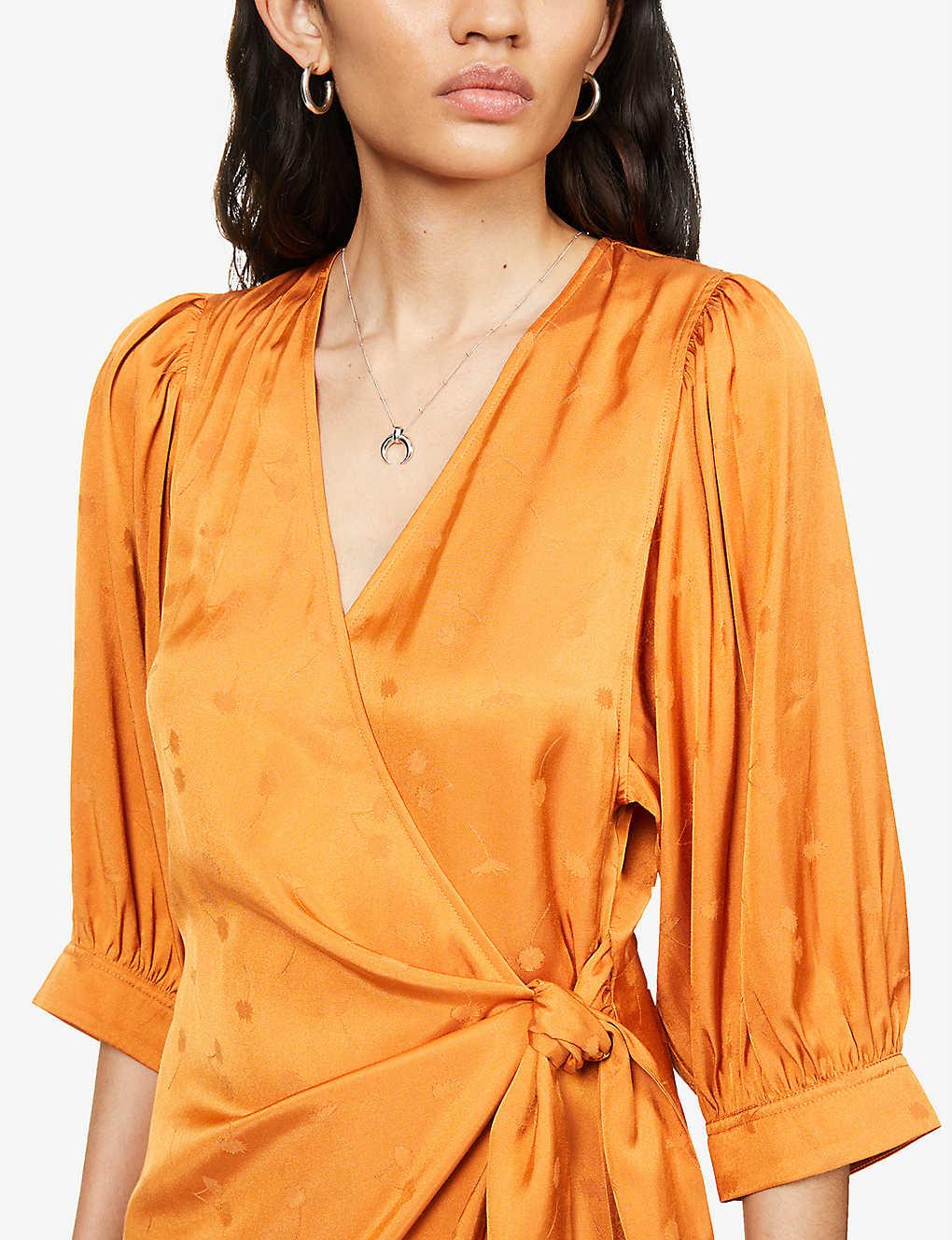 Samsøe \u0026 Samsøe Synthetic Womens Golden Ochre Celestina Wrap-front Crepe  Mini Dress Xs in Orange | Lyst