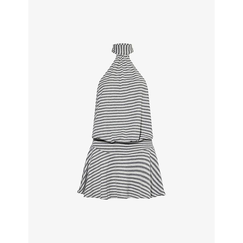 jaded london striped halter dress Jaded London Halter Stripe Knit Dress in Brown