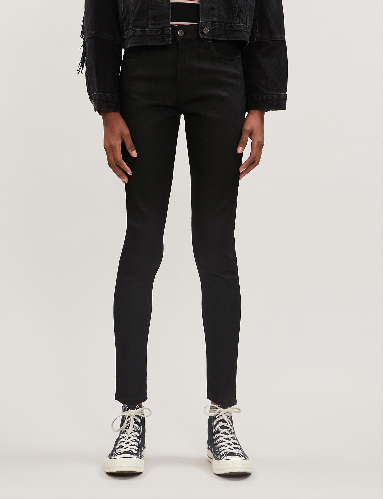 Levi's 721 Mid-rise Skinny Velvet Jeans in Black - Lyst