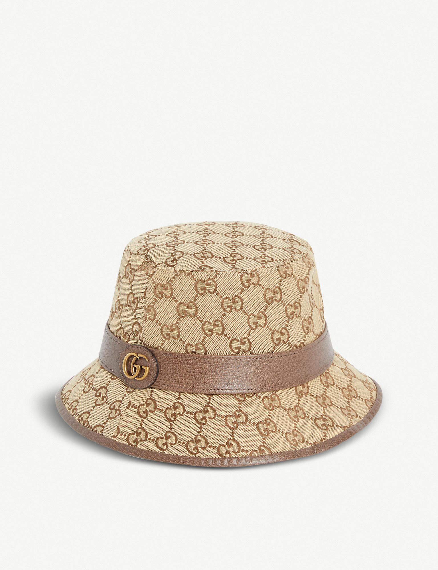Gucci Monogrammed Canvas Bucket Hat in Natural for Men - Lyst
