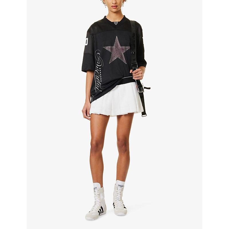 Jaded London Team Spirit Football Rhinestone-Star-Print Woven T