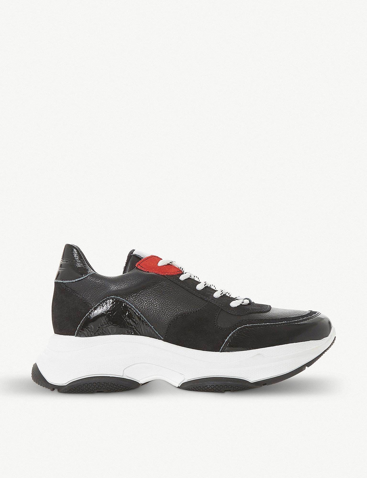 black leather flatform trainers