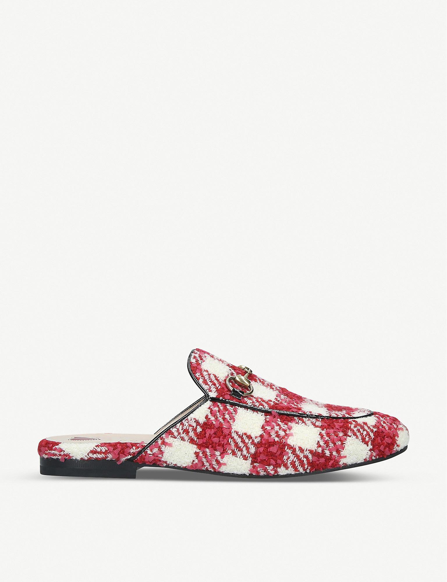 Gucci Princetown Tweed Slippers in Pink - Lyst