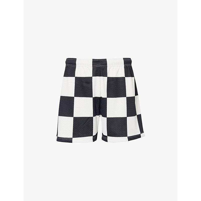 Cole Buxton Checkerboard Relaxed-Fit Mesh Shorts in White for Men