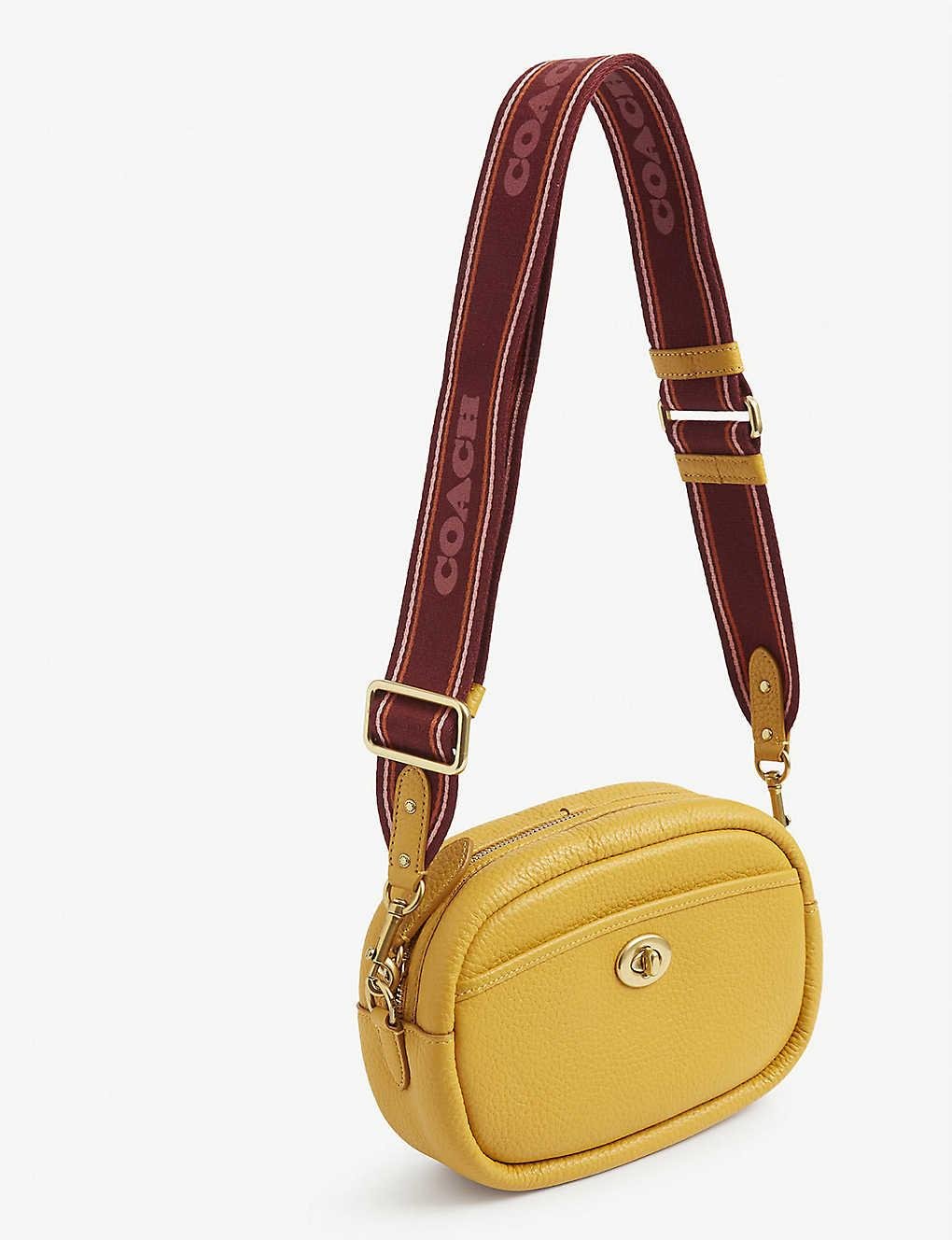 COACH Oval Web-strap Leather Cross-body Camera Bag in Yellow