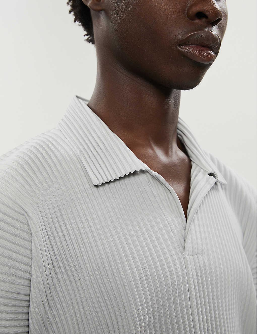 Homme Plissé Issey Miyake Pleated Polo Shirt in Grey for Men | Lyst