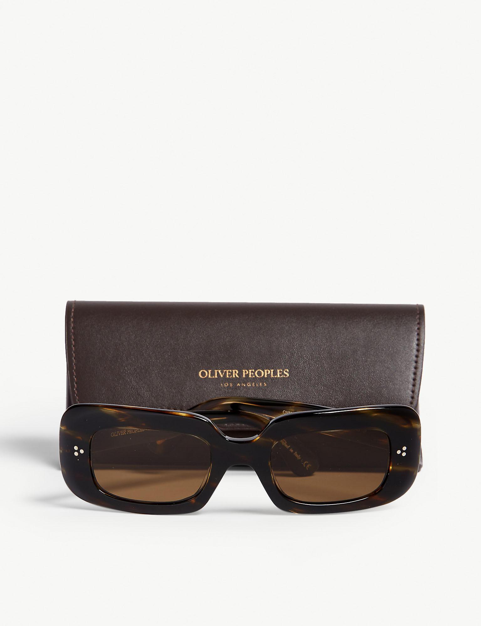 Oliver Peoples Saurine Rectangle-frame Sunglasses in Brown | Lyst