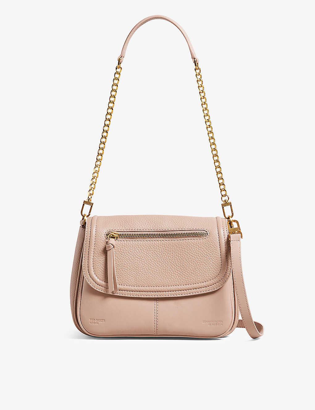 Ted Baker Nishat Foldover Grained Leather Shoulder Bag in White Lyst