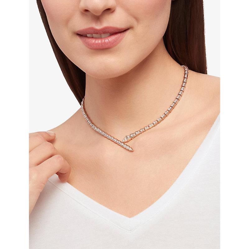 BVLGARI Rose Serpenti Viper 18Ct Rose And 5.26Ct Diamond Necklace in Natural Lyst