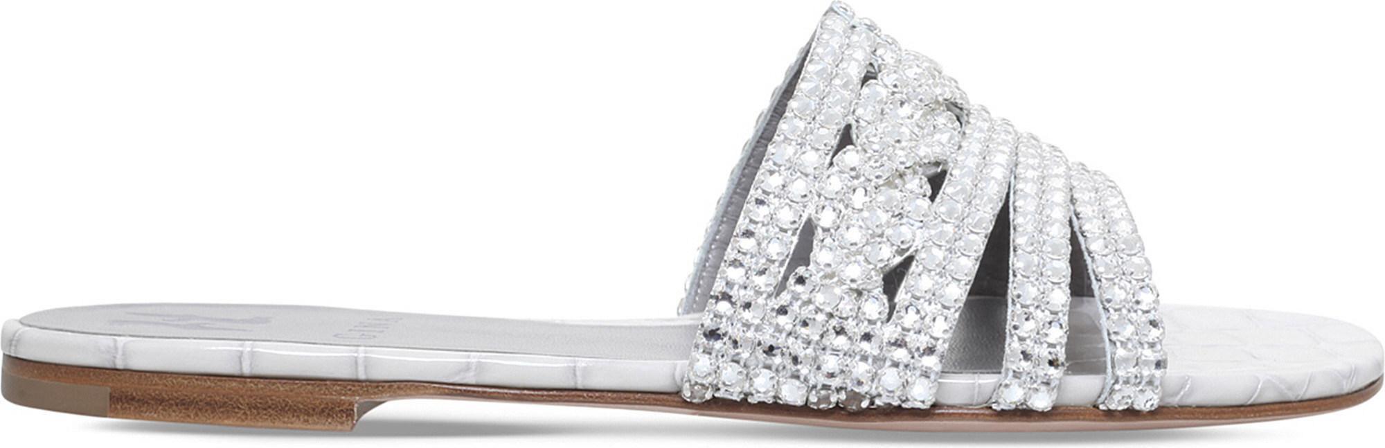 Gina Loren Swarovski-crystal Flat Sandals | Lyst