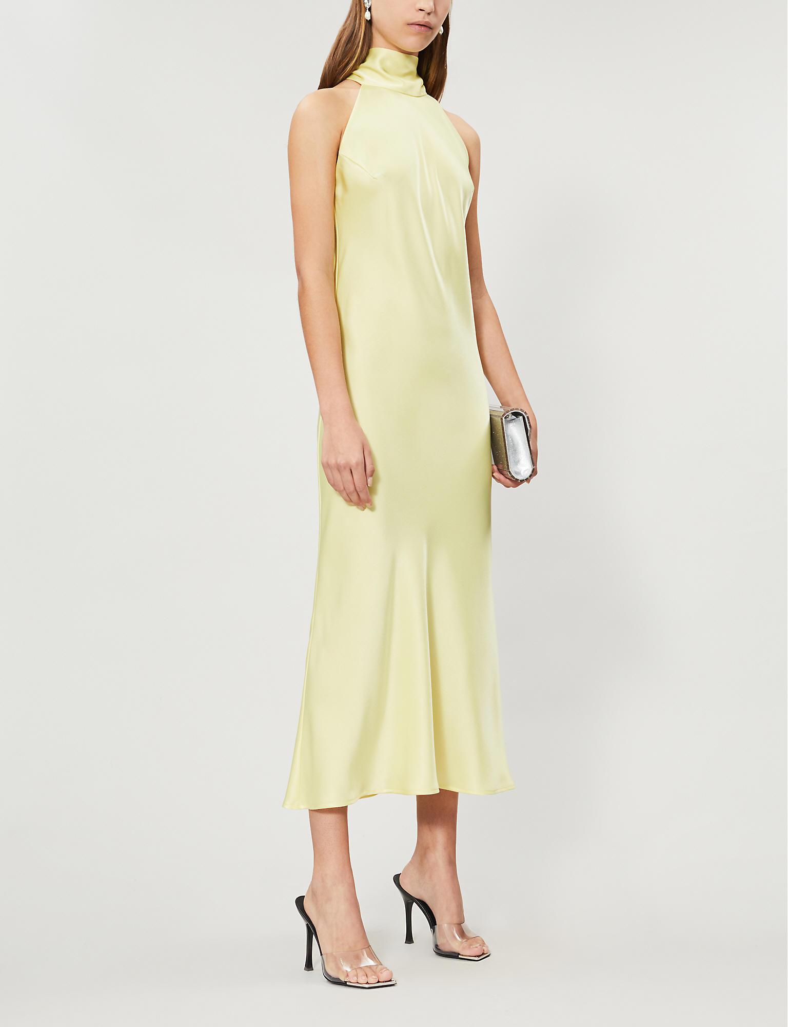 galvan sienna satin midi dress