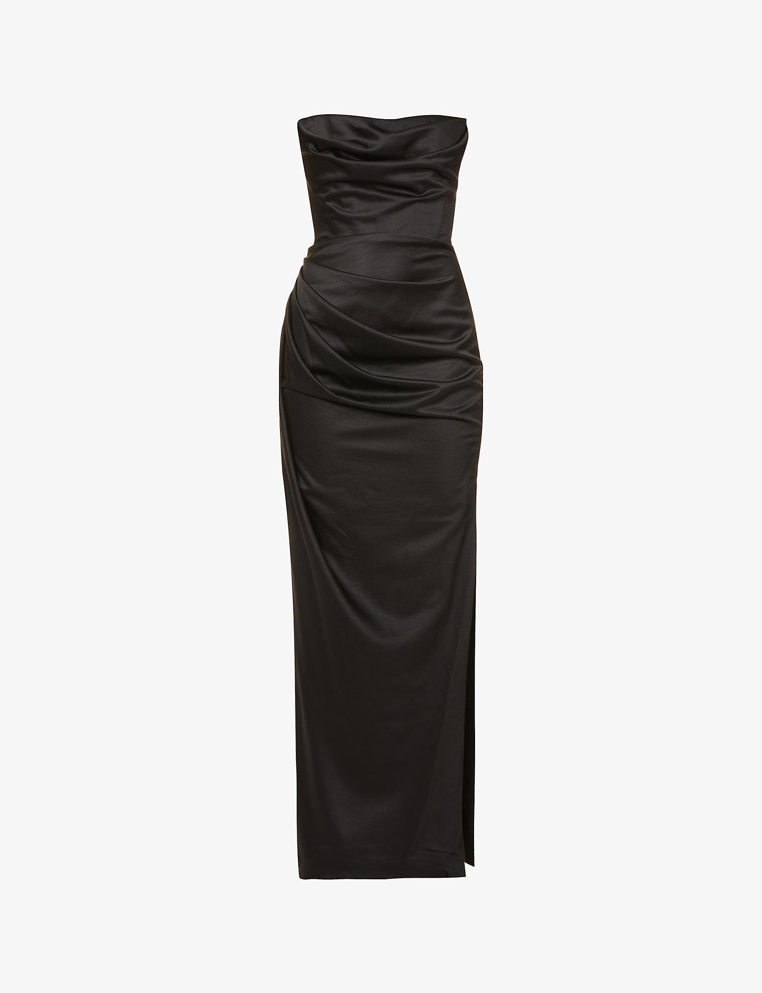 House Of Cb Adrienne Slimfit Satin Maxi Dress in Black Lyst
