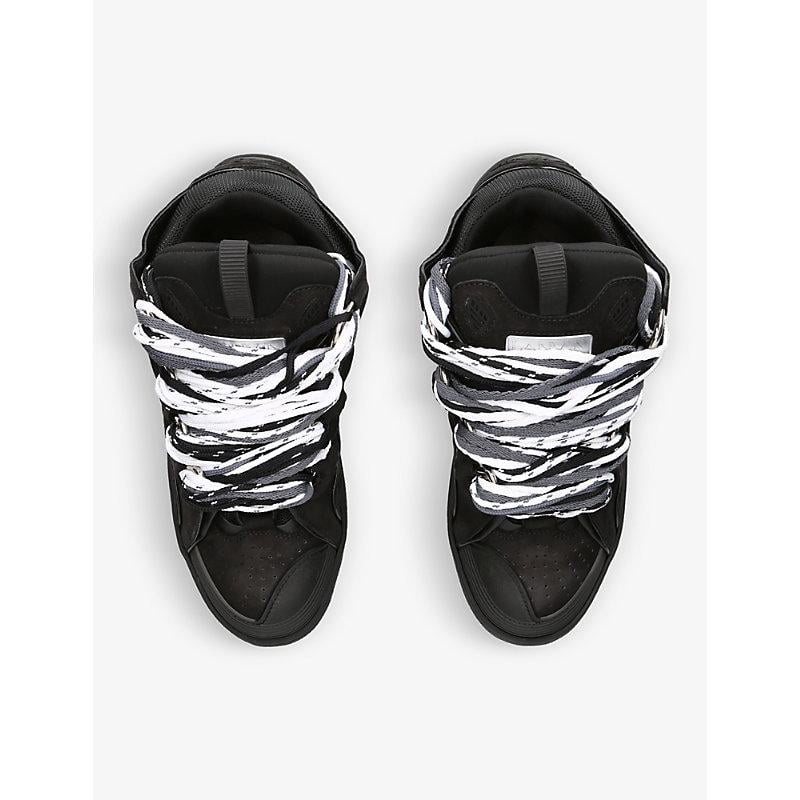 Lanvin Curb Multi-lace Leather, Suede And Mesh Trainers in Black for Men |  Lyst