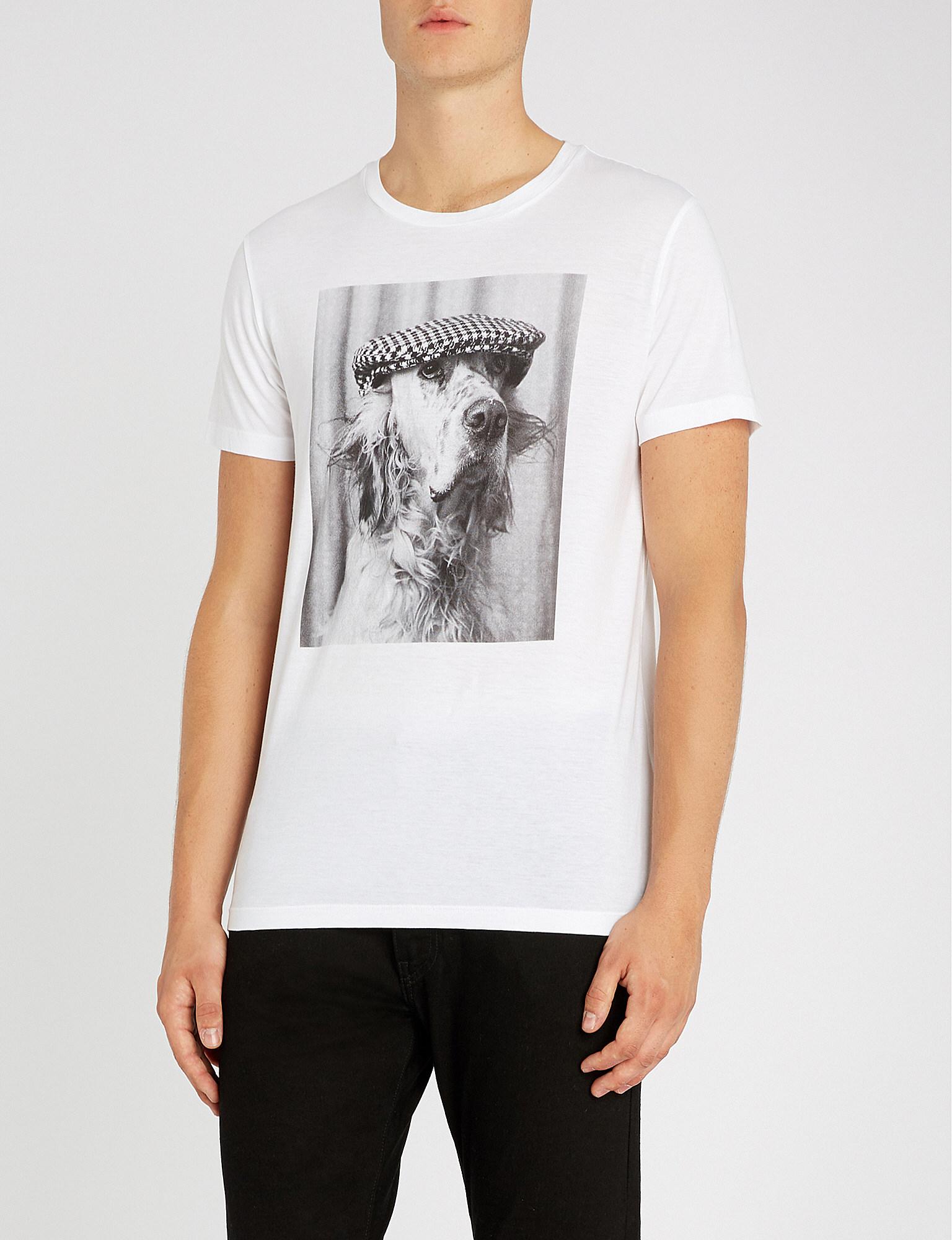 BOSS by HUGO BOSS Dog-print Cotton-jersey T-shirt in White for Men | Lyst UK
