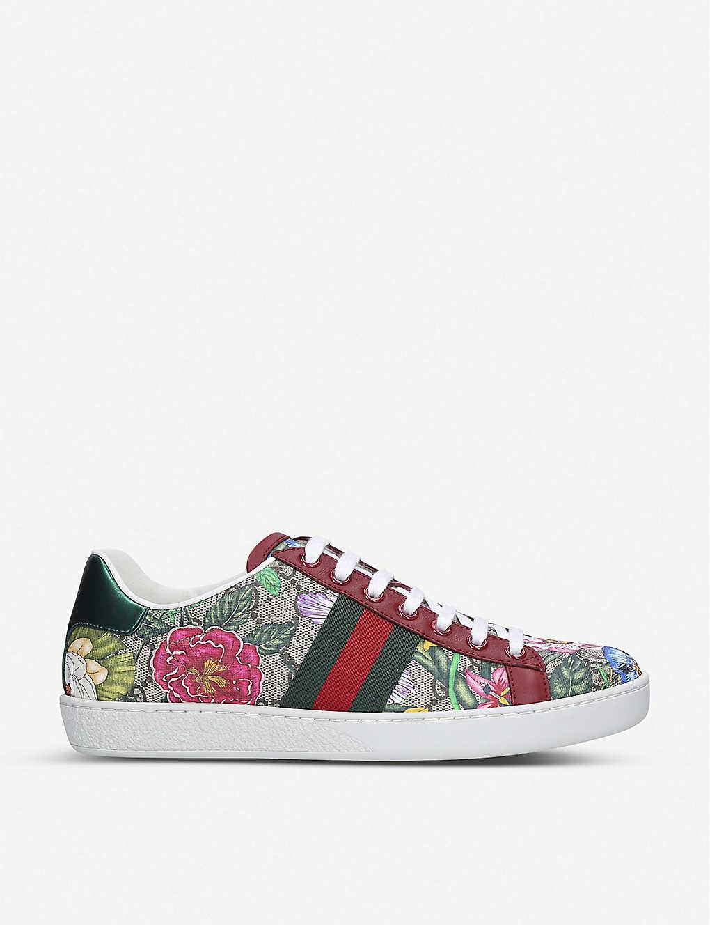 gucci floral trainers