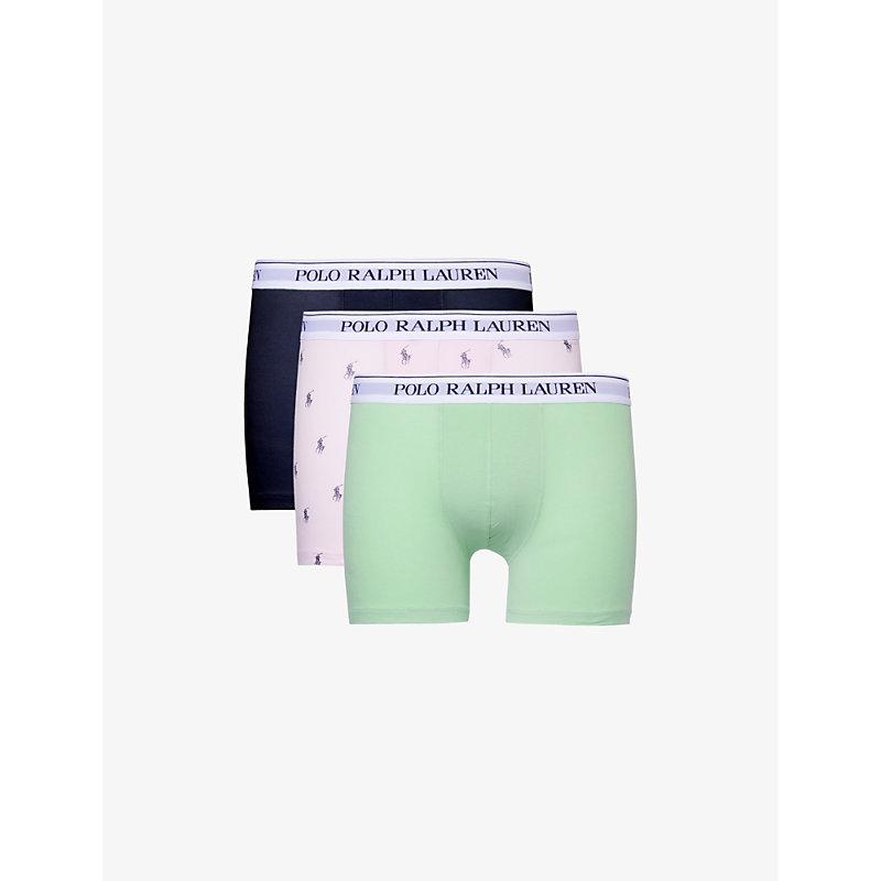 Polo Ralph Lauren Pastel Mint Tng Blu Branded Waistband Mid Rise Pack Of Three Stretch Cotton Boxer Briefs in Green for Men Lyst UK