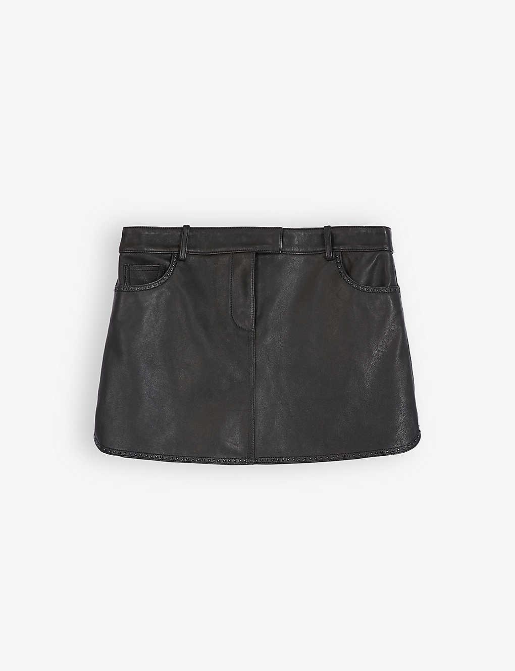 The Kooples Side-spit Leather Mini Skirt in Black | Lyst