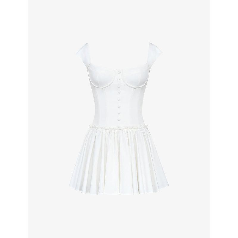 cap sleeve layered a-line mini dress in white AE Cap-Sleeve Tie-Back Mini Dress