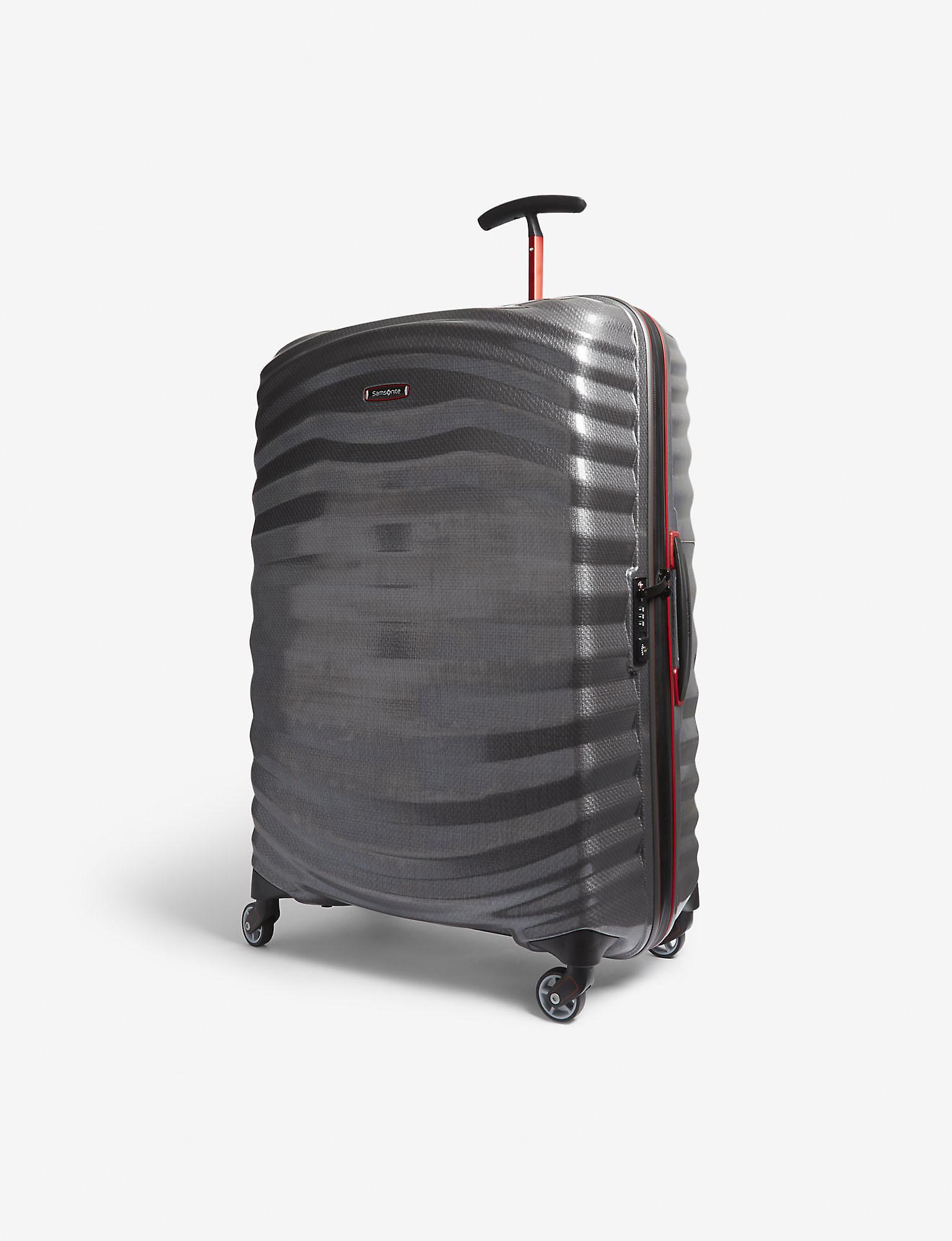 Samsonite Eclipse Grey And Red Stripe Lite Shock Sport Hardshell