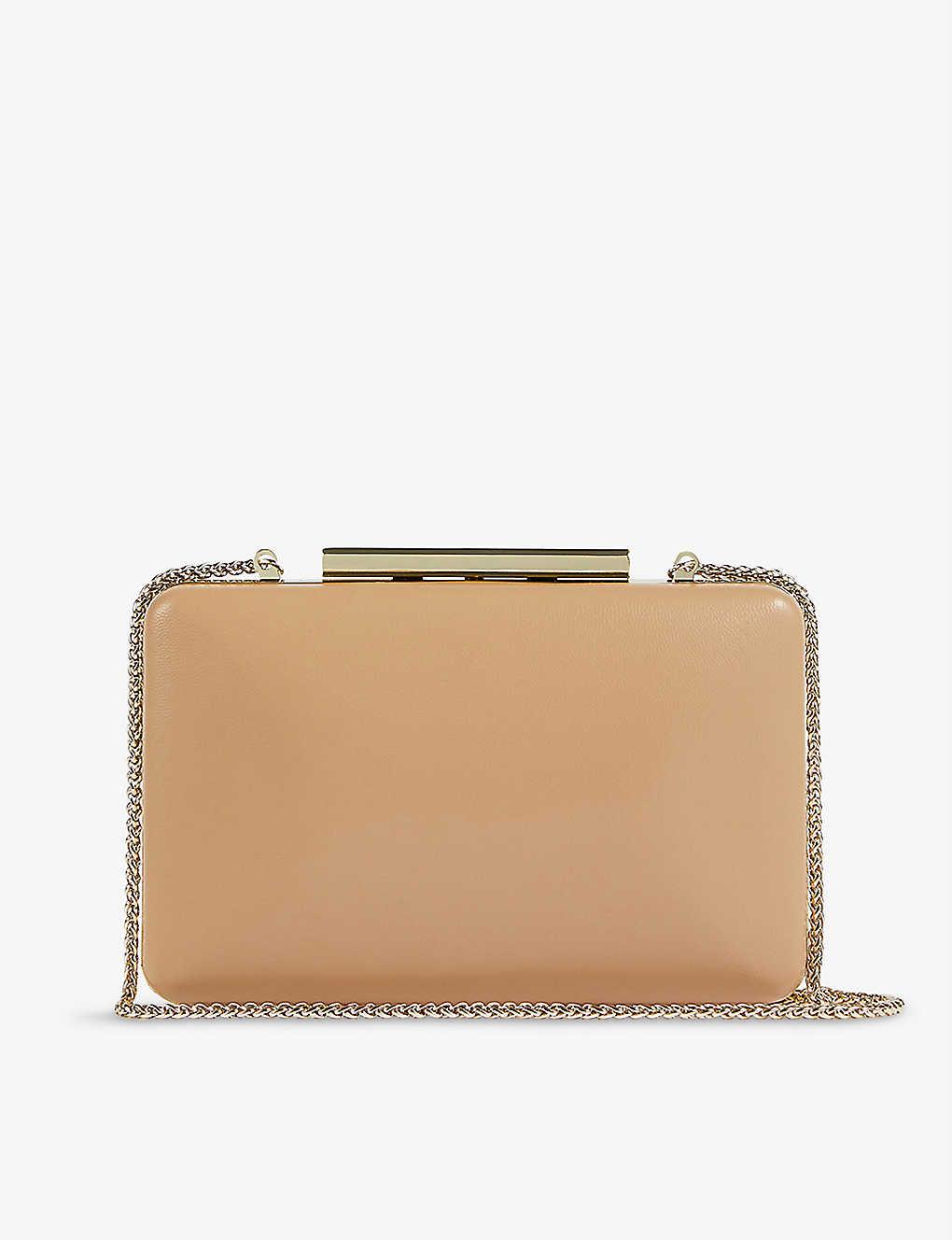 LK Dotty Goldtoned Hardware Patentleather Clutch in Natural