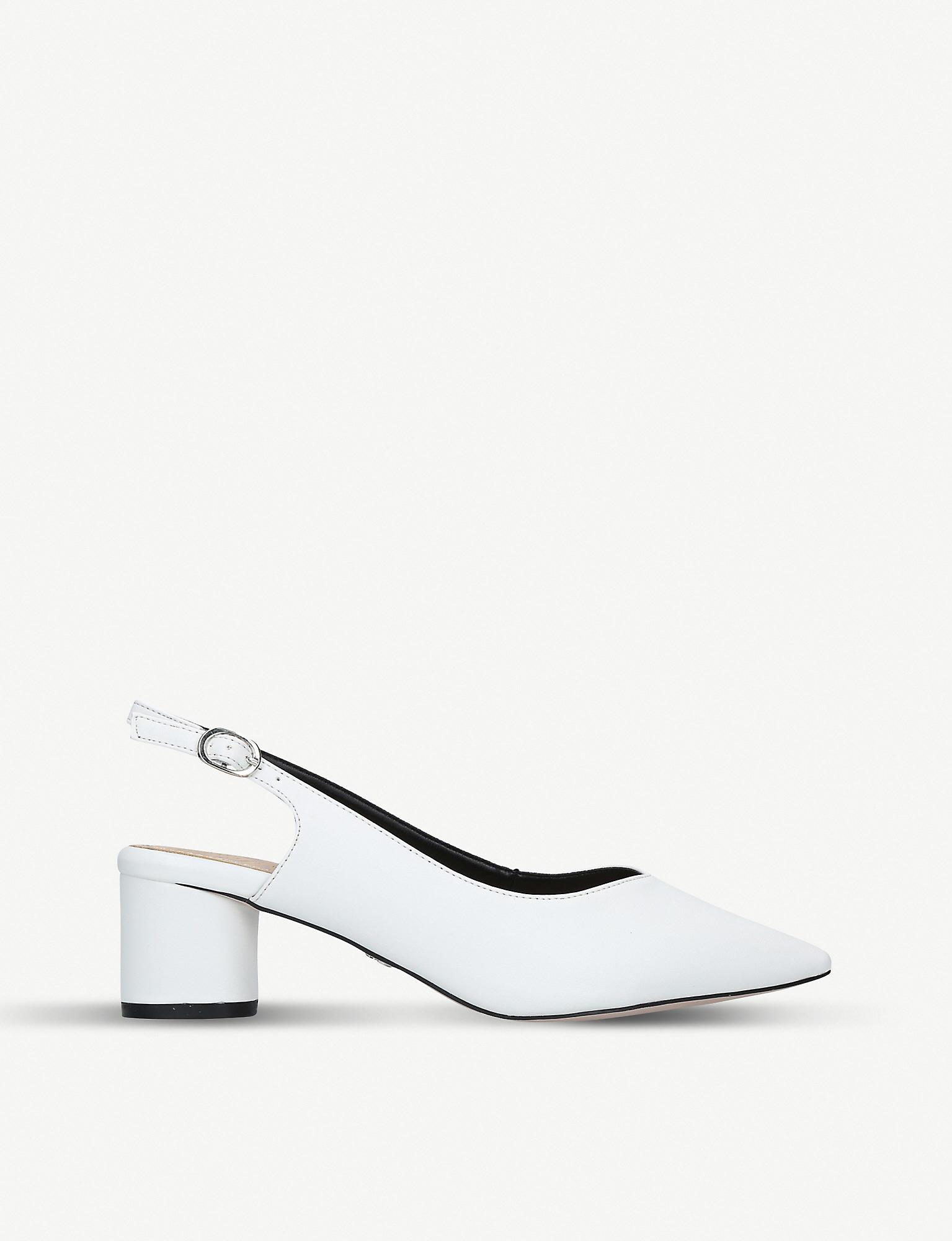 white block heel court shoes
