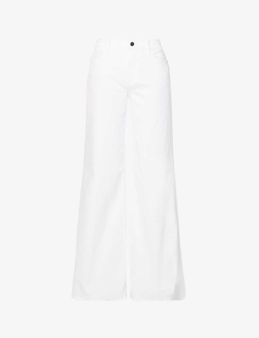 FRAME Le Palazzo Wideleg Stretchdenim Jeans in White Lyst