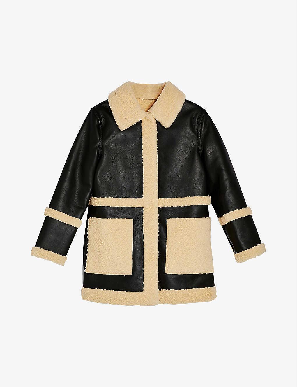 topshop borg jacket black