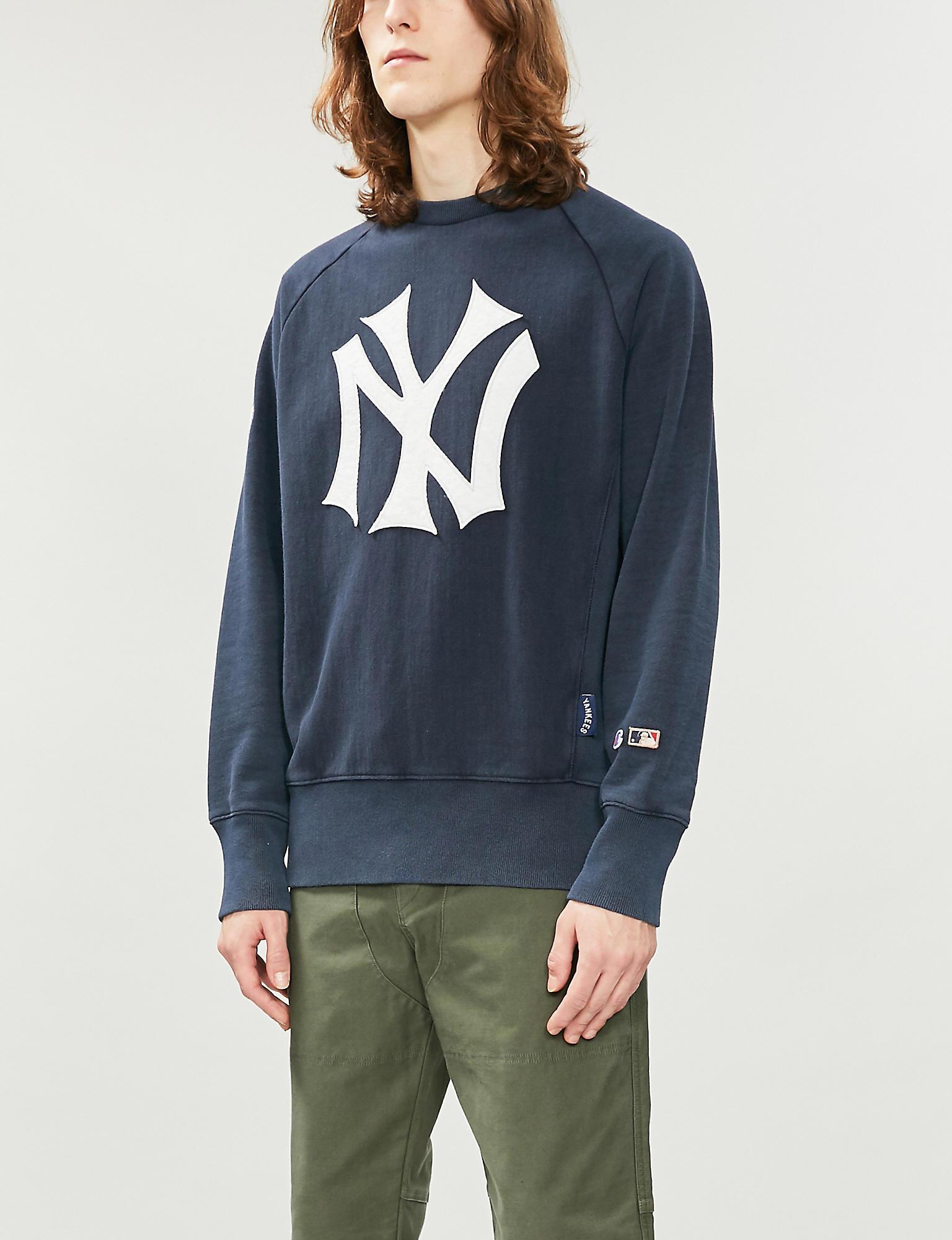 Champion X Mlb New York Yankees Logo Cotton-jersey Sweatshirt in Blue for  Men