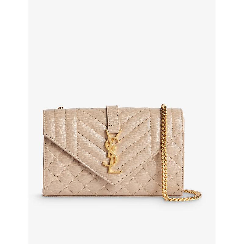 Saint Laurent Small Satchel Quilted Leather Cross-body Bag in Natural | Lyst