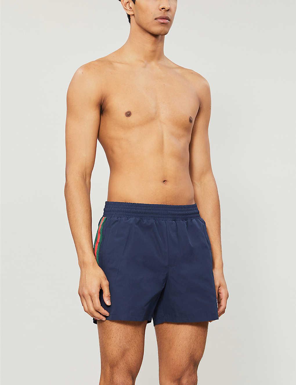 Gucci Synthetic Striped-trim Relaxed-fit Swim Shorts in Blue for Men - Save 6% - Lyst