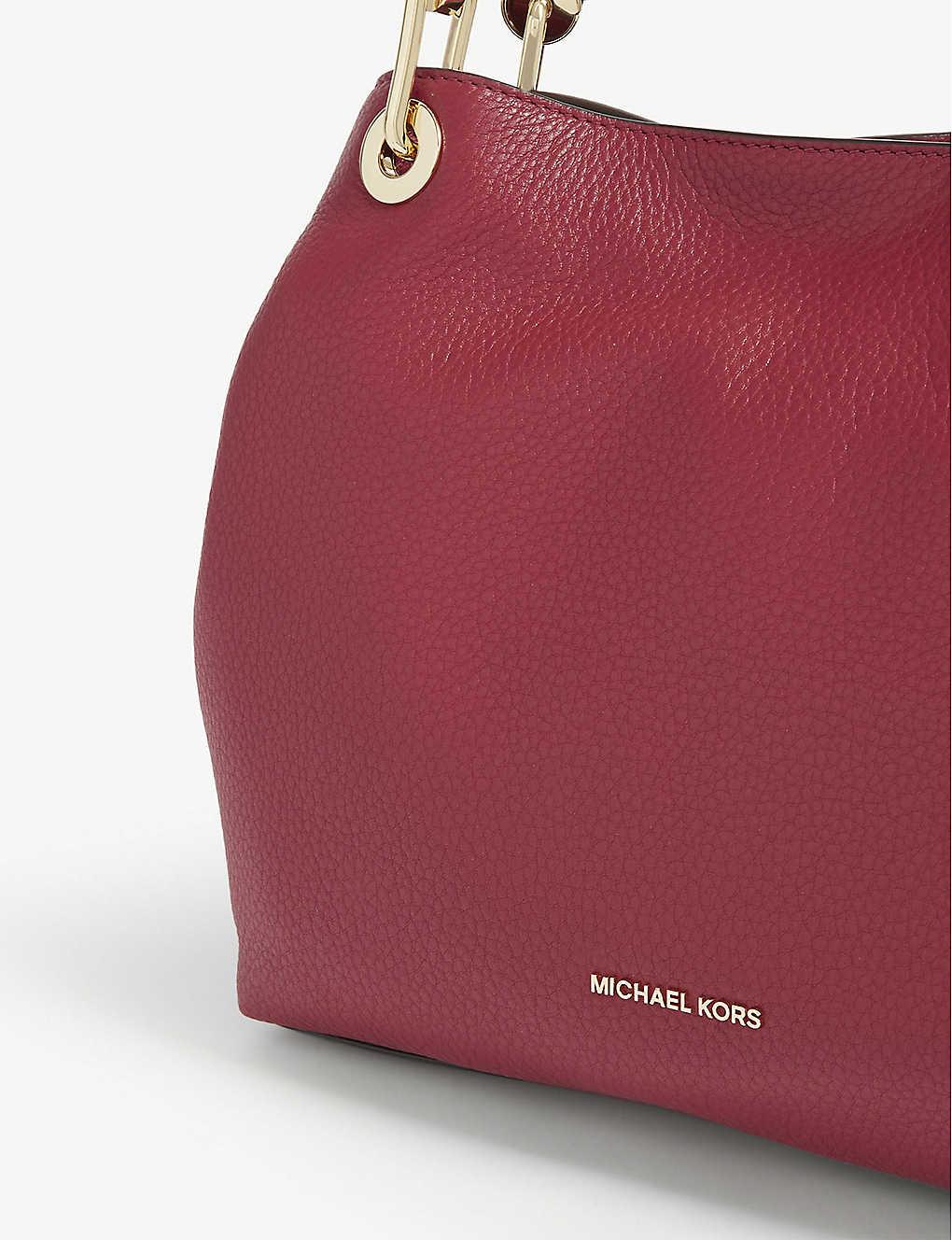 MICHAEL Michael Kors Raven Pebbled Leather Shoulder Bag in Red Lyst
