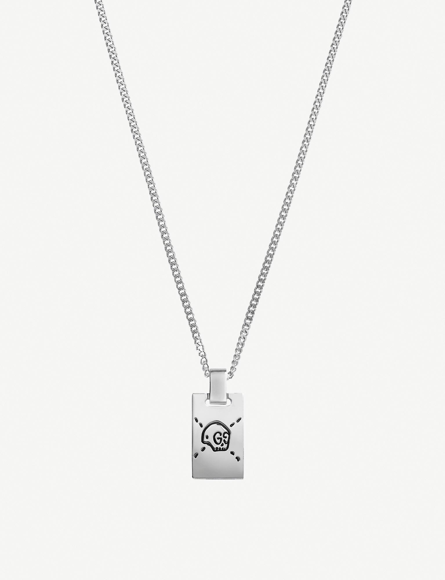 Gucci Ghost Sterling Silver Skull Necklace in Black - Lyst
