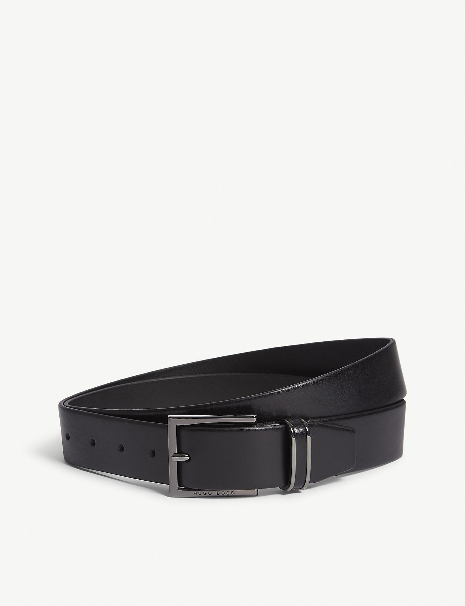 BOSS by Hugo Boss Canzion Smooth Leather Belt in Black for Men - Lyst