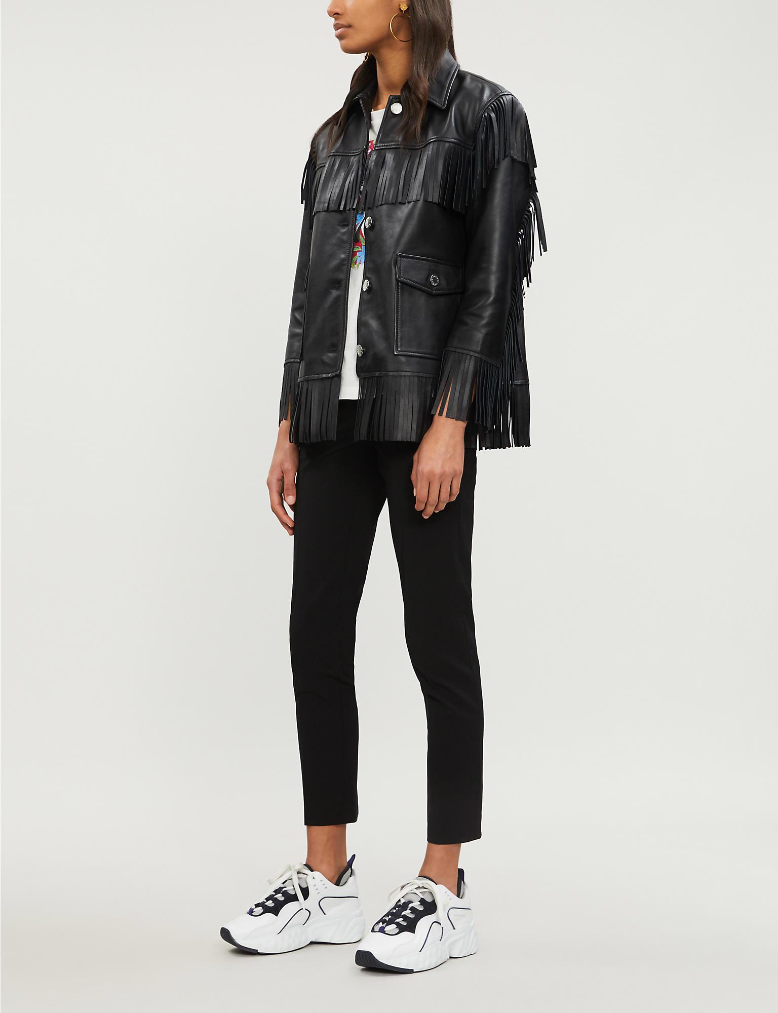 black leather jacket with fringe