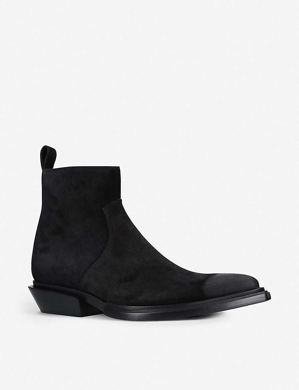 Balenciaga Santiag Suede Heeled Ankle Boots in Black for Men | Lyst