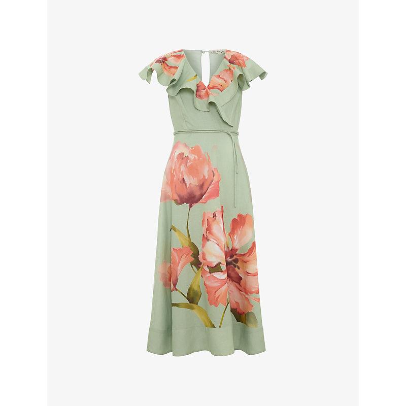 phase eight green floral dress Bella Green Floral Print Pleat Dress