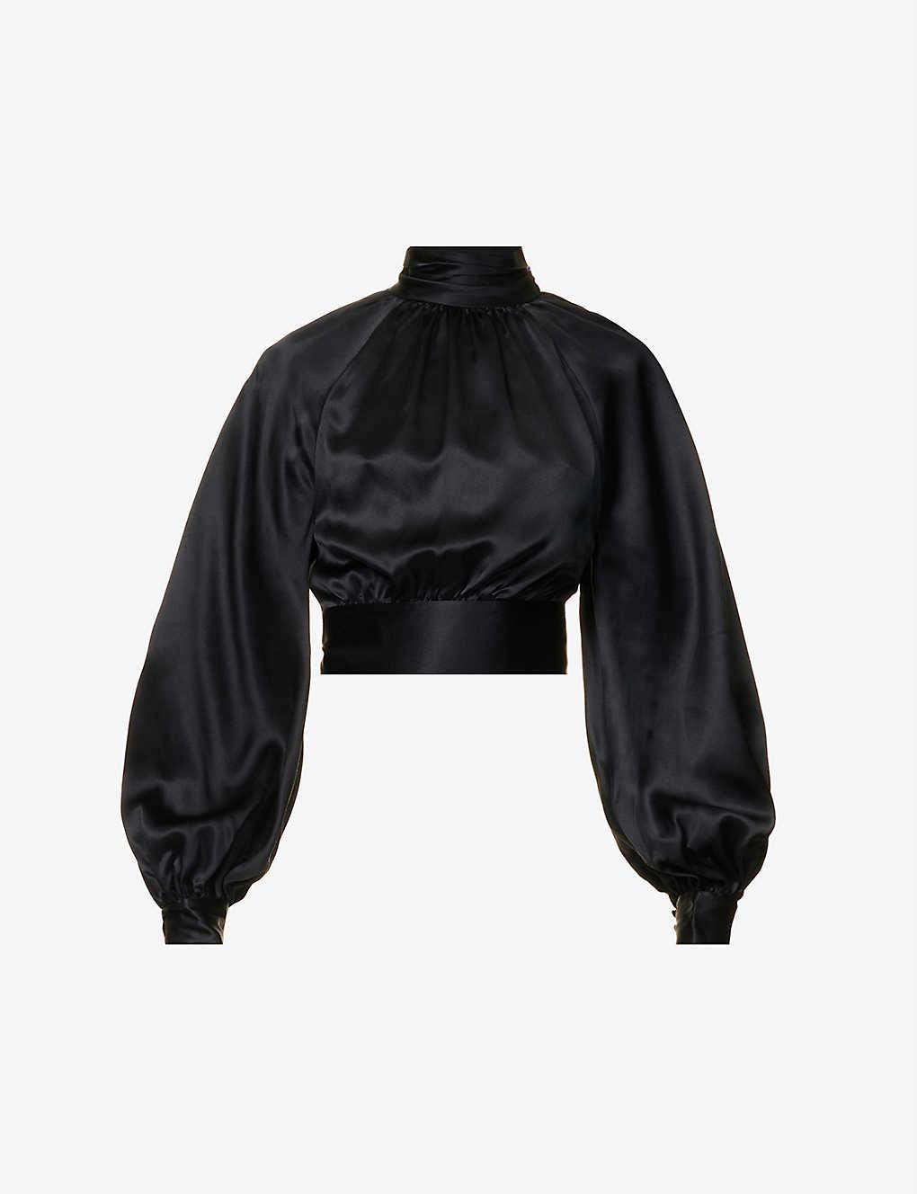 Reformation Julia Open-back Silk Top in Black | Lyst